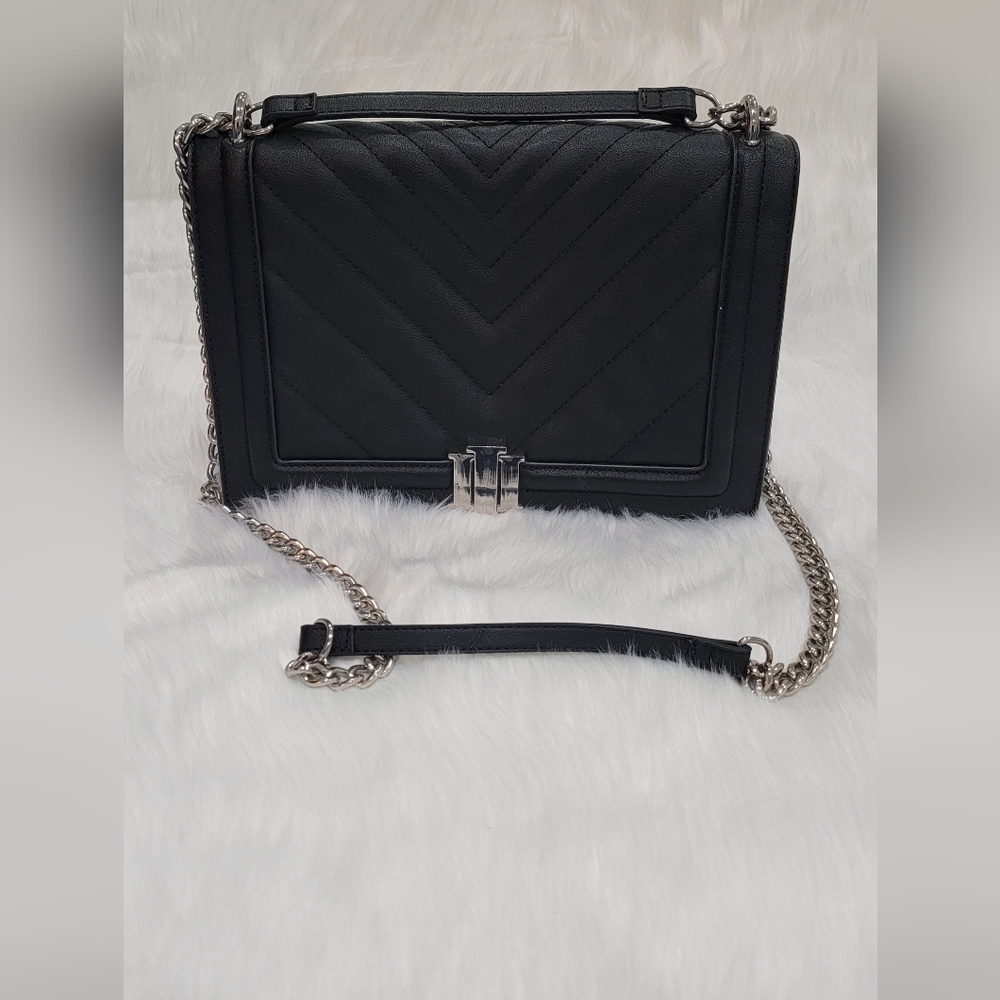 INC International Concepts Black Chevron Crossbody Bag